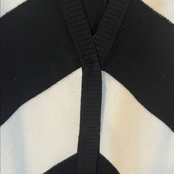 VERVE AMI Black and White Chevron Long Cardigan Tapered Sleeve, Size L - Picture 5 of 10
